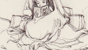 Drawing Of A Girl Reading A Book Nothing Like Reading In Bed to Get Away From It All Sketchbook
