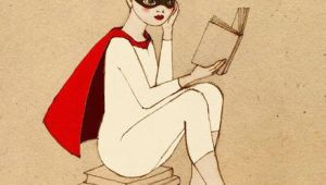 Drawing Of A Girl Reading Superhero Reader Girl Deluxe Edition Print Of original Drawing In