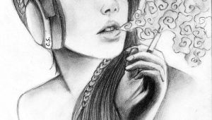 Drawing Of A Girl Smoking I Could Do without the Smoke but Overall Nice Drawing Pencil