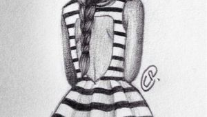 Drawing Of A Girl Standing Alone Girl Fashion Dress Drawing Stripes Art Diy Drawings Art