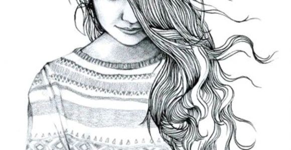 Drawing Of A Girl with Long Wavy Hair Girl with Hair Covering Half Her Face Art In 2019 Drawings Art