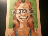 Drawing Of A Nerdy Girl Copic Marker Cartoon Caricature Portrait Of A Smiling Nerdy Girl