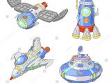 Drawing Of Cartoon Ufo Spaceship Ufo Vector Cartoon Set Rocket Stock Vector Royalty Free