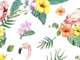 Drawing Of Exotic Flowers Hand Drawn Flamingo Bird with Tropical Flowers Premium Image by