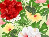 Drawing Of Exotic Flowers Seamless Texture Bouquet Tropical Flowers Floral Arrangement