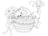 Drawing Of Flowers Basket Vector Hand Drawing Kitty Bouquet Flowers Stock Vektorgrafik