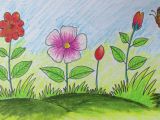 Drawing Of Flowers with Birds How to Draw A Scenery with Flowers for Kids Long Version Youtube