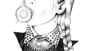Drawing Of Girl Blowing A Kiss Drawing Of A Girl with A Braid Blowing A Bubble with Bubble Gum Art