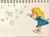 Drawing Of Girl Blowing Bubbles Girl Blowing Bubbles Sketch Lori Douglas Lori S Drawings and