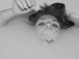 Drawing Of Girl Blowing Smoke Submerged Smoke Bathtub Bathe Bath Smoking Wet Milky