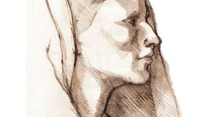 Drawing Of Girl Doctor Veiled Woman Pencil Sketch Female Profile Drawing Of Woman