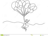 Drawing Of Girl Holding Balloons Beautiful Young Woman Holding Balloons and Flying Stock Vector