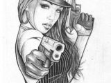 Drawing Of Girl Holding Gun Gangster Girl Gun Violence Police Tattoo Drawings Tattoos