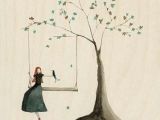 Drawing Of Girl On Swing Minimalist Picture Girl On Swing Under Tree Painting