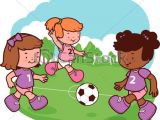 Drawing Of Girl Playing soccer Girls Playing soccer Little Girls Play Football On the Playing Field