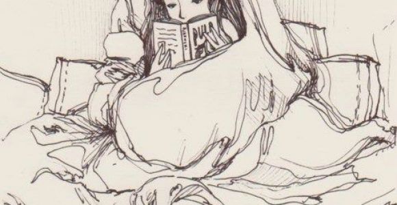 Drawing Of Girl Reading Nothing Like Reading In Bed to Get Away From It All Sketchbook