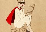 Drawing Of Girl Reading Superhero Reader Girl Deluxe Edition Print Of original Drawing In