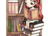 Drawing Of Girl Reading This Might as Well Be A Self Portrait Long Red Hair Surrounded