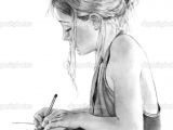 Drawing Of Girl Sitting Girl Drawings Pencil Drawing Of Girl Writing Drawing Stock