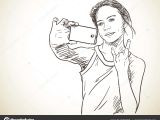 Drawing Of Girl Taking Selfie Nastolatka Przy Selfie Grafika Wektorowa A C Olgatropinina 140041516
