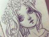 Drawing Of Girl with Flower Crown Qinniart Lady Noir In 2019 Drawings Art Drawings Sketches
