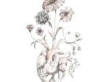 Drawing Of Heart and Flowers Mini Print Of original Drawing Watercolor Blooming Heart Painting