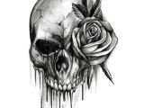 Drawing Of Skull Flowers Rose Flower and Skull Black and White Tattoo Design Idea Tattoos