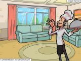Drawing Room Cartoon Images A Chef Holding A Tray and A Small Living Room Background Clipart