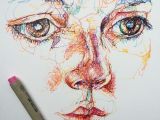 Drawings Of Eyes with Pen Coloured Pen Fine Liner Portrait Face Drawing Sketch Line Layers
