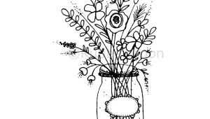Drawings Of Flowers In A Jar Mason Jar Flowers Large Lo5261h Rubber Art Stamp Art