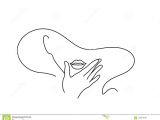 Drawings Of Ladies Hands Line Drawing Art Woman Face with Hand Stock Vector Illustration