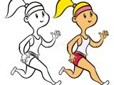 Easy Drawing Of A Girl Running How to Draw A Girl Running Vector Line Art Female Character Jogging