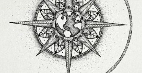 Easy Drawing Of Compass Mandala Compass Google Search Globe Tattoos Compass