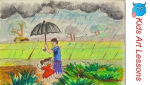 Easy Drawing Rainy Season How to Draw A Village Rainy Day Step by Step In Oil Pastel Youtube
