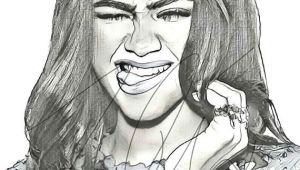 Easy Drawing Zendaya Selena Gomez Drawing Sketch Print Wall Art Illustration Celebrity