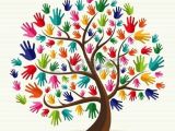 Easy Drawings Of Unity In Diversity Diversity Multi Ethnic Hand Tree Illustration Over Stripe Pattern