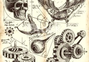 Engineering Drawing Cartoons Antique Engineering Drawings In Leonardo Da Vinci Style Drawings