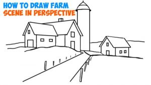 How to Draw A Hut Step by Step Easy How to Draw Farm Scene Fall Spring Scene In Three Point