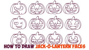 Jack O Lantern Drawing Easy Huge Guide to Drawing Cartoon Pumpkin Faces Jack O Lantern Faces