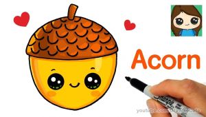 Kawaii Cute Drawings Easy How to Draw A Cute Acorn Easy Youtube Easy Disney