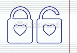 Line Drawing Of A Heart Shape Lock Sign with Heart Shape A Simple Silhouette Of the Lock Shape