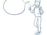 Quarrel Cartoon Drawing Happy School Girl Showing Thumb Up with Speech Bubble Back to