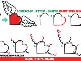 R Drawing Shapes How to Draw Heart with Wings From Lowercase Letter R Shapes Easy