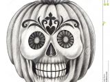 Skull Drawing for Pumpkin Halloween Skull Pumpkin Tattoo Stock Illustration Illustration