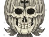 Skull Drawing for Pumpkin Skull Pumpkin Halloween Day Hand Pencil Stock Illustration Royalty