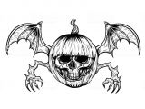 Skull Drawing for Pumpkin Skull with Halloween Pumpkin Tattoo by Hand Drawing Stock Vector Art