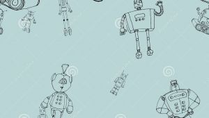 Tobot Z Drawing Robot Doodles Pattern Stock Vector Illustration Of Cute 83866011