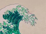 Tumblr Drawing Waves Bright Green Great Wave Of Kanagawa Wallpaper Wallpapers In 2019