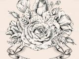 Vector Drawing Of A Rose Vintage Luxury Card with Detailed Hand Drawn Flowers Blooming Rose