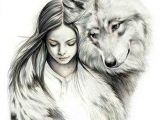 Wolf and Girl Drawing Pin On Tattoos Piercings